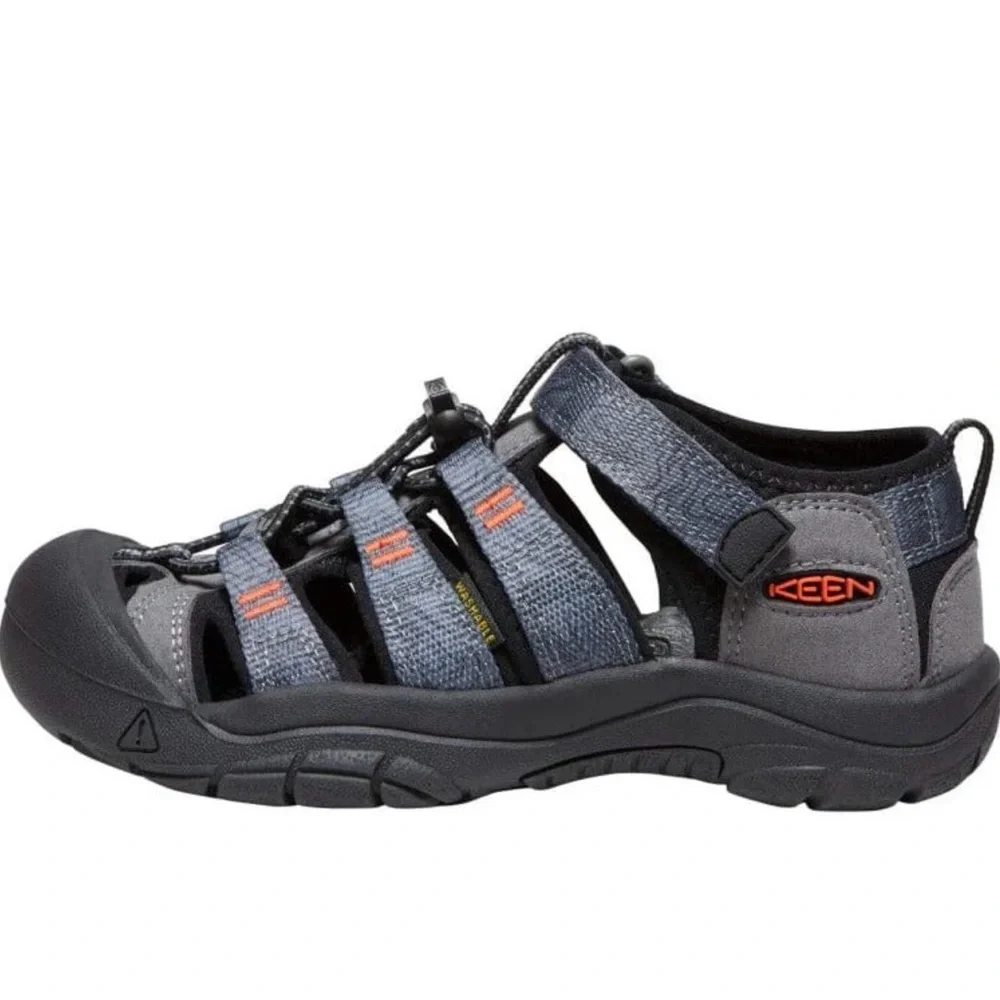 Keen Kids Gray and Black Water Shoe with Orange Accents